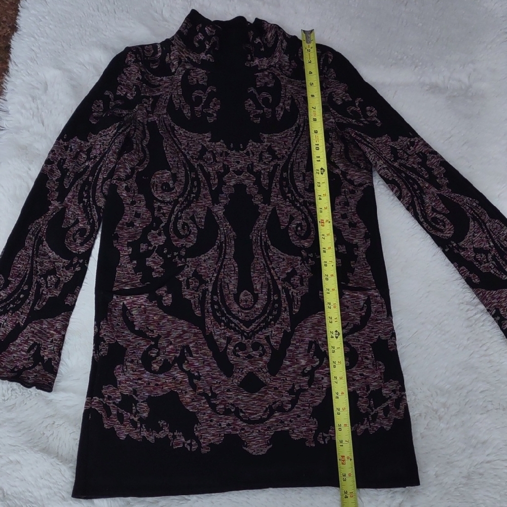 Free People Elegant Black and Wine Patterned Drees, Size S. - Picture 12 of 17